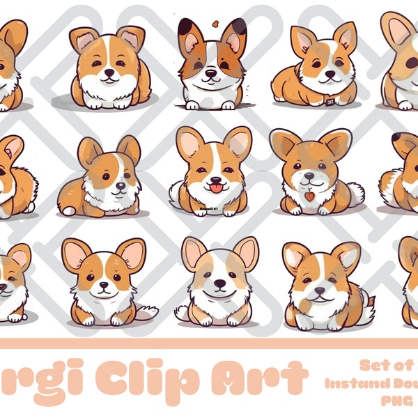 Kawaii Corgi Clipart - Etsy