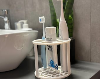 Toothbrush Stand Holder for Sonicare and Oral-B, Anti-Mold Bathroom Organizer with Toothpaste Slot