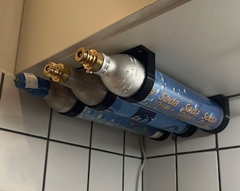 Uchwyt na butlę CO2 kompatybilny z SodaStream, montaż na ścianie zbiornika uzupełniającego, oszczędność miejsca w kuchni