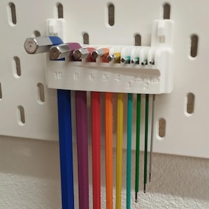Hex Key Holder for IKEA Skadis with 2 Hooks, Pegboard Organizer, Tool Organization, Garage Storage, Space Saver, Gift for Him