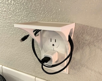 Outlet Cover Shelf, Small Item Storage for GFCI or Standard Outlets, Multi-Room Space Saver