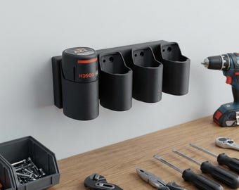 Bosch 12V Battery Wall Mount, 4-Slot Holder and Terminal Protector