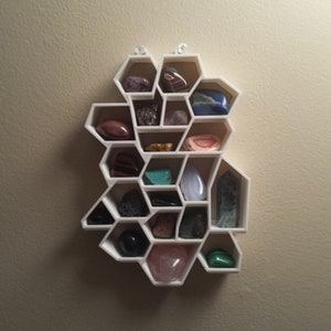 Crystal Wall Display, Gem Shelf Organizer, Rock Collector Showcase, Trinket Storage, Unique Wall Rack
