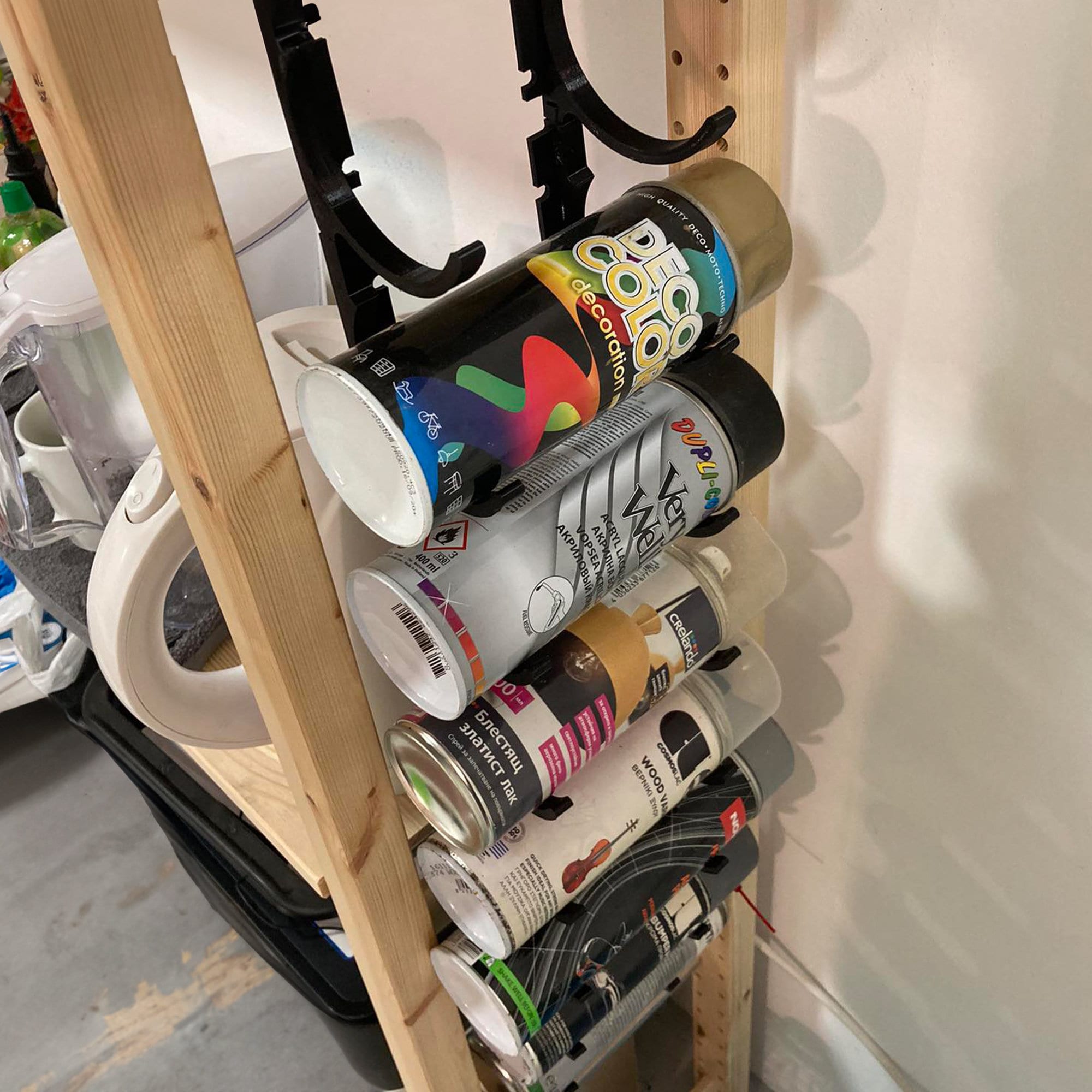 Spray Can Wall Storage System, Hanging Organizer, Garage Space Saver