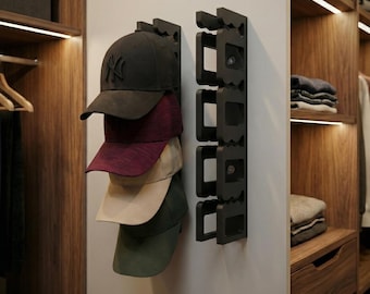 Baseball Cap Wall Rack, Four Clip Hat Holder with Open Center Channel