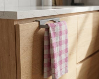Kitchen Towel Holder with Spray Bottle Mount, Cabinet Door Hook for Cleaning Supplies