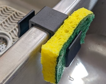 Double Kitchen Sink Sponge Holder, Over-Sink Drainer, Dual Sponge Drying Rack, Sink Divider Accessory, Self-Draining Sponge Dish