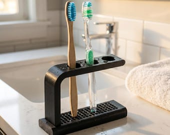 Toothbrush Holder with Removable Tray, Easy Clean Bathroom Stand, Hygienic Cup Replacement