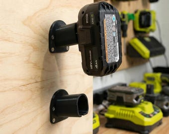 Wall Mount for Ryobi ONE+ 18V Battery, Angled Holder for Workshop