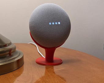 Soporte de pedestal compatible con Google Nest Mini, soporte para altavoz inteligente, sonido mejorado y ángulo del micrófono optimizado.