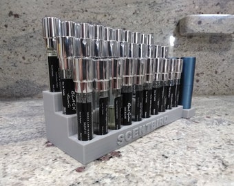 Scentbird Sleek Fragrance Holder, Perfume and Cologne Organizer, Bathroom Display Shelf for 30 Bottles and 3 Cases