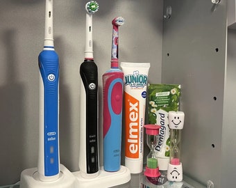 Oral-B Soporte para cepillo de dientes eléctrico, estación de conexión para cepillos de dientes familiares, capacidad para 3 cepillos de dientes, estación de conexión multifuncional para cepillos de dientes familiares