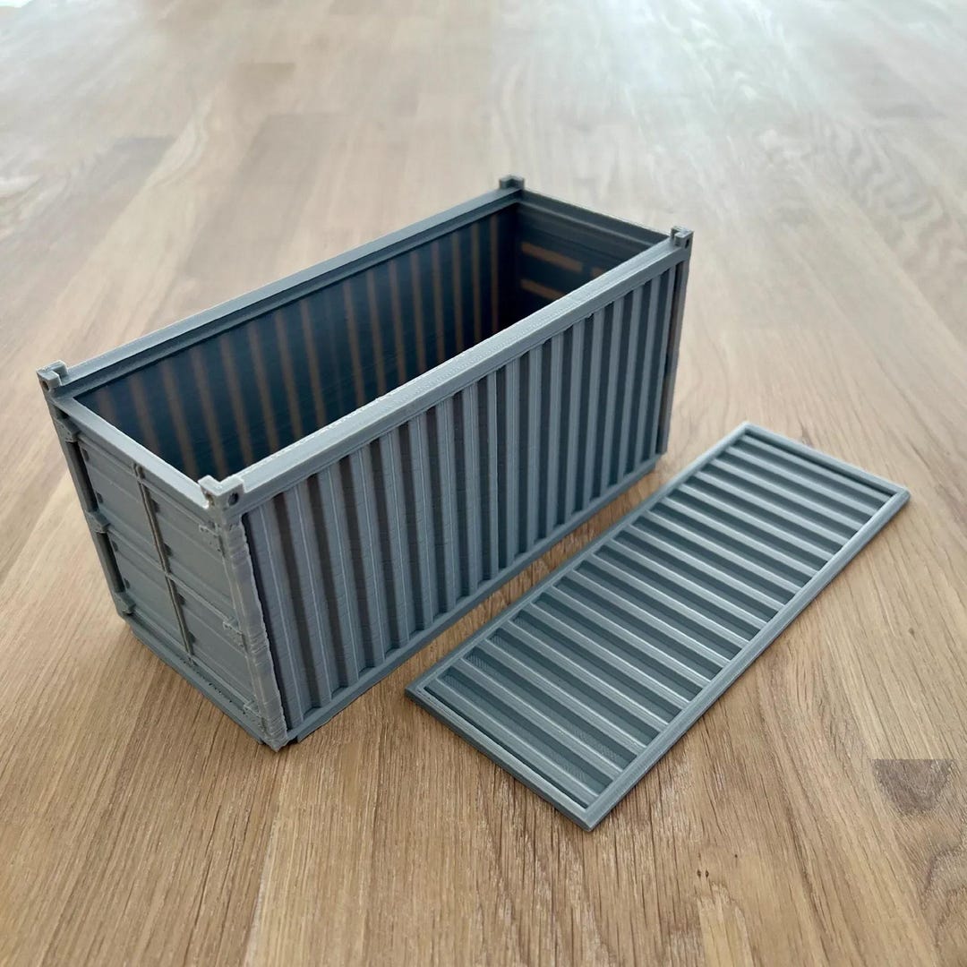 Mini Container Accessories Mini Shipping Container Organizer With Sliding Lid, Desk Storage ...