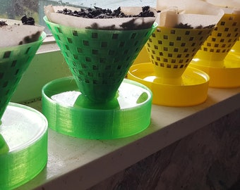 Fioriera per piantine autoirriganti, caraffa per filtro del caffè, strumento da giardinaggio biodegradabile, accessorio per piante d'appartamento stampato in 3D