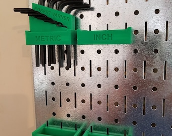 Allen Wrench Pegboard Holders, Metric and Imperial Hex Key Storage, Garage Workshop Organizer