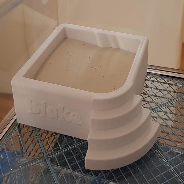 Hamsterzandjacuzzi, aangepaste naampersonalisatie, huisdierspeelbehuizing, voedsel- en waterschotel, accessoire voor kleine dieren, kooi-graafboxvervanger