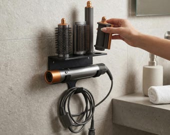 Wall Mount Holder for Dyson Airwrap, 6 Attachment Slots with Cable Storage