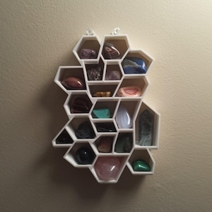 Kristall-Anzeigen-Regal für Wand, Rock und Edelstein-Organizer, Mineraliensammler-Vitrine