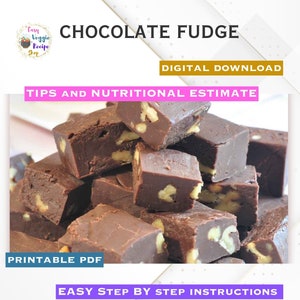 Chocolate Fudge Recipe | Instant Digital Download | Printable Recipe
