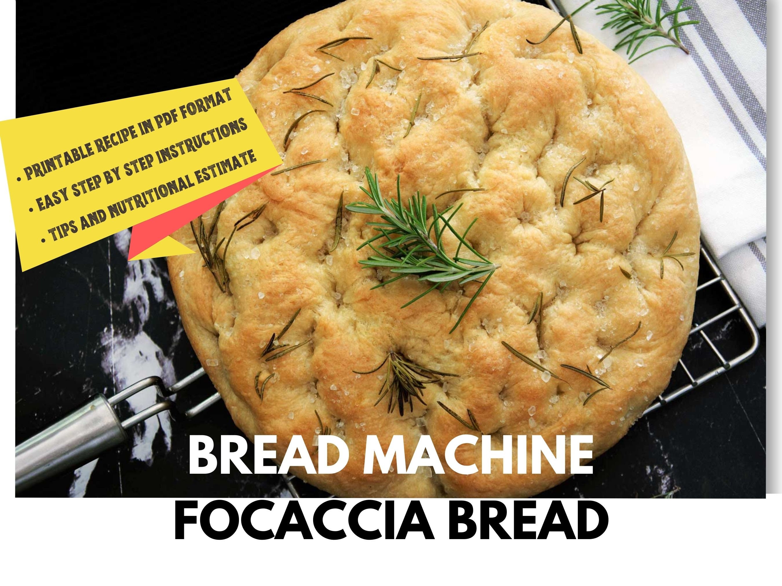 Easy Homemade Focaccia Recipe for Bread Machines Printable PDF Digital