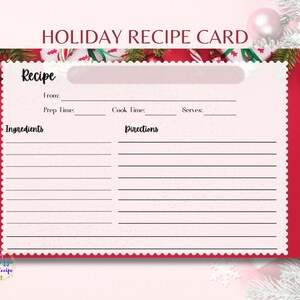 Holiday Recipe Card | Christmas Recipe Card | Digital Printable