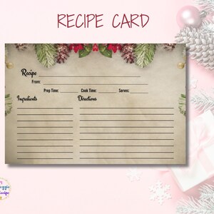 Christmas Recipe Card | Holiday Recipe Card | Digital Download | Printable