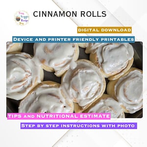 Receta de Rollos de Canela / Descarga Digital / Receta Imprimible