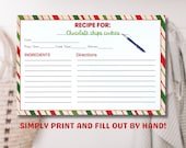 Christmas Recipe Card | Holiday Recipe Card | Digital Download | Printable