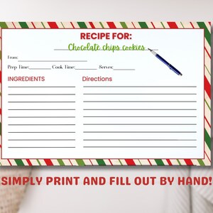 Christmas Recipe Card | Holiday Recipe Card | Digital Download | Printable