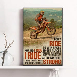 Motorcycle Don&#39;t Ride To Win Races Poster, Motocross poster, Dirt Biker Art, Motorbike Print, Motorcycle Gift