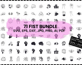 Paquete de puños SVG, paquete de puños PNG, clipart de puño, archivos de corte de puño SVG para Cricut, silueta de puño, golpe de puño SVG, puño negro SVG, puñetazo SVG