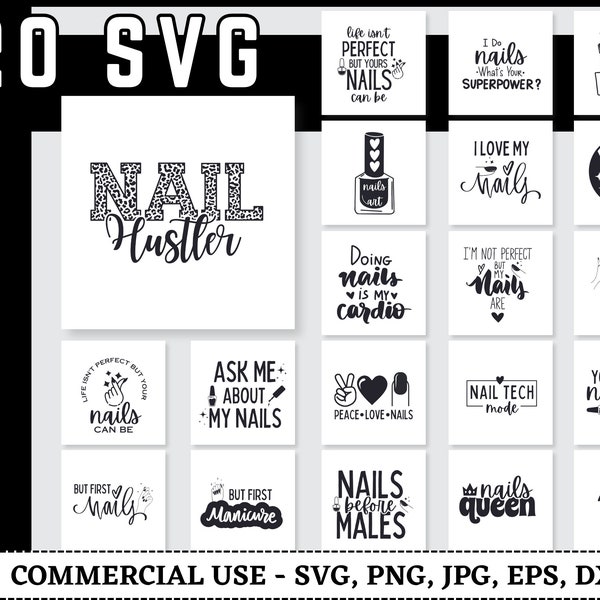 Nails Svg Bundle, Nail Polish Svg, Nail Tech Svg, Manicure Svg, Nail Salon Svg, Nail art SVG bundle, Hands Svg, Nail svg, Instant Download