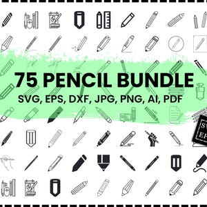 Pencil Svg Bundle, Pencil Svg, Pencil Cut File for Cricut, Silhouette, School Svg, Instant Digital Download, Svg, Png, Dxf, and Eps Files