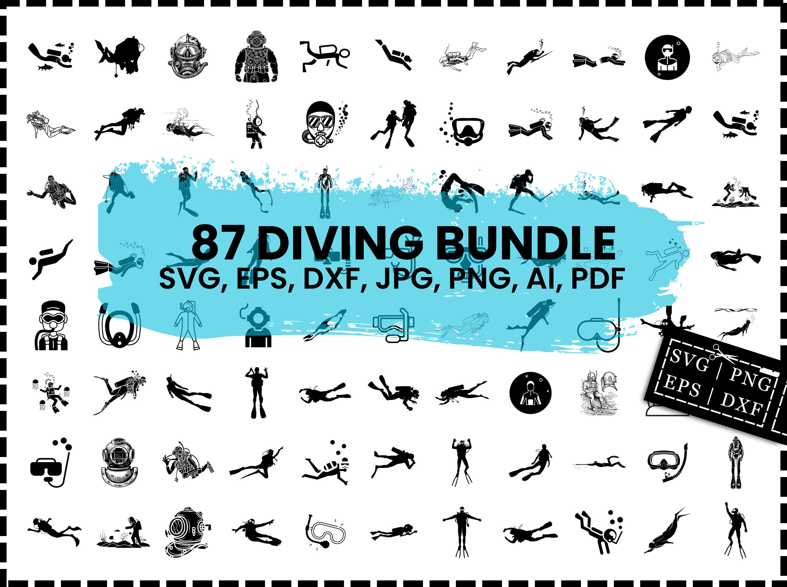 Diving Svg Bundle, Diver Svg, Scuba Diving, Dives Svg, Diving Dxf, Diving Png, Diving Eps, Diving Vector, Diving Cut Files, Underwater Svg
