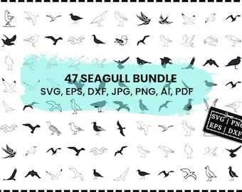 Seagull Svg Bundle, Seagull Png Bundle, Seagull Clipart, Seagull Svg Cut Files for Cricut, Seagull Silhouette, Sea Gull Svg, Coastal Svg