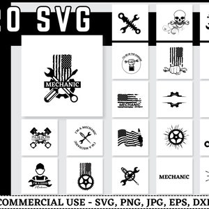 Mechanic Svg Bundle, Mechanic Tools Logo Svg, US Skull Mechanic Svg, Garage Svg, Car Repair Svg, Piston Svg, Wrench Svg, Spark Plug Svg