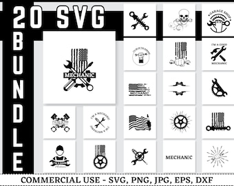 Mechanic Svg Bundle, Mechanic Tools Logo Svg, US Skull Mechanic Svg, Garage Svg, Car Repair Svg, Piston Svg, Wrench Svg, Spark Plug Svg
