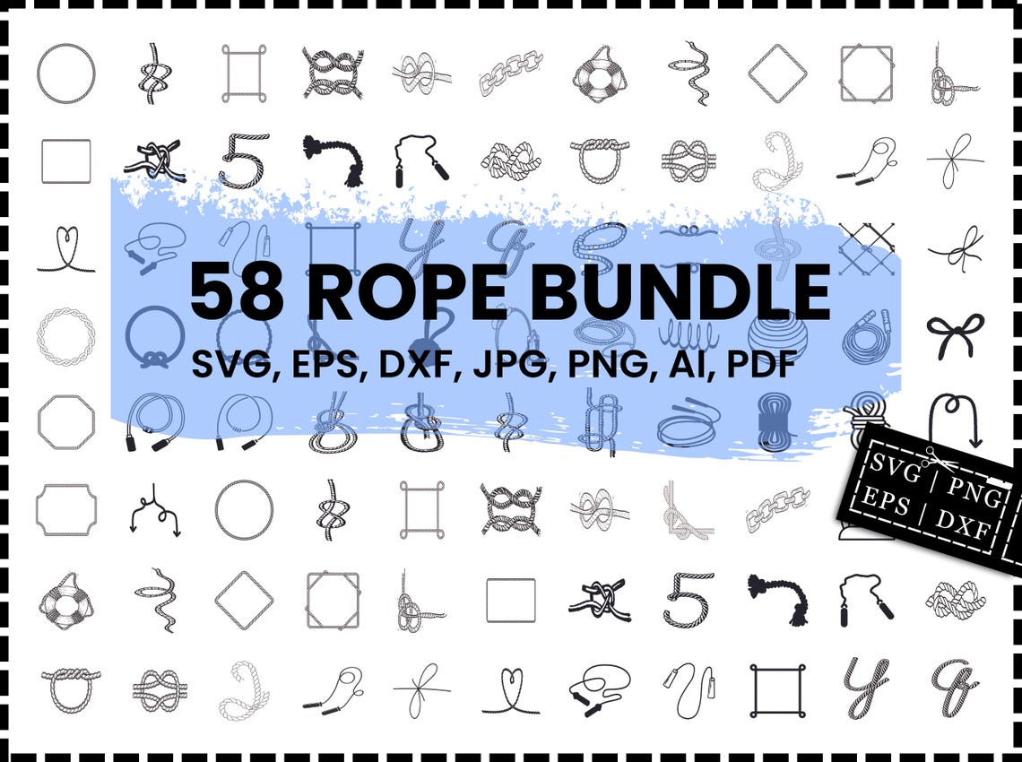 Rope Svg Bundle, Rope Clipart, Rope Dxf, Rope Knot, Rope Vector, Rope ...