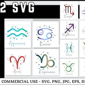 Zodiac Signs svg bundle, SVG, EPS, PNG, Bundle, Astrology, Zodiac Sign Clipart Bundle, Astrology signs Svg Bundle, Zodiac Sign for Cricut