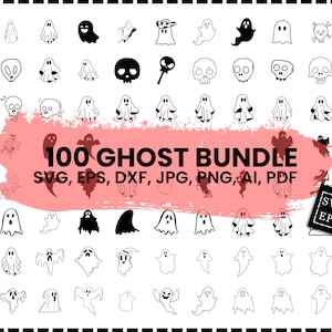 Ghost Svg Bundle, Ghost Png Bundle, Ghost Clipart, Ghost Svg Cut Files for Cricut, Ghost Silhouette, Cute Ghost Svg, Halloween, Spooky Svg