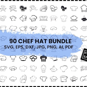 Chef Hat Svg Bundle, Chef Hat Dxf, Chef Hat Png, Chef Hat Eps, Chef Hat Vector, Chef Hat Cut Files, Chef Hat Svg, Cook Svg, Kitchen Svg