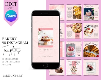 130 Bakery Instagram Template, Bakery Instagram Post, Bakery Branding Kit, Baking Instagram Post, Instagram Template Food, Instagram Feed