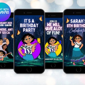 Encanto Birthday Party Video Invitation, Digital Animated Video Invite, Girl and Boy Mobile Personalized Video Invite, Animated Video