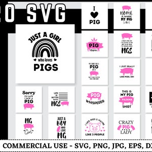 Pig Svg Bundle, Pig Png Bundle, Pig Clipart, Pig Svg Cut Files for Cricut, Pig Silhouette, Pig Head Svg Png, Farm Animals Svg Png