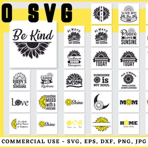 Sunflower svg bundle, sunflower svg, half sunflower svg, sunflower monogram svg, sunflower quote svg, flower svg, sunflower png