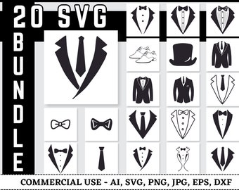 Paquete SVG de esmoquin, SVG de esmoquin, clipart de esmoquin, SVG de traje, SVG de caballero, SVG de pajarita, SVG de corbata, PNG de esmoquin, SVG de camisa de esmoquin, archivos de corte