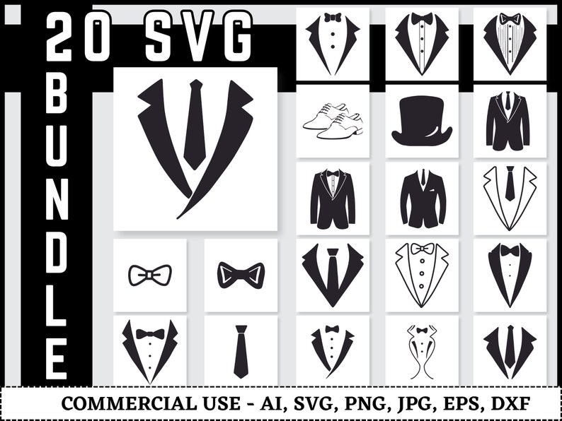 Tuxedo SVG Bundle, Tuxedo SVG, Tuxedo Clipart, Suit Svg, Gentleman Svg ...
