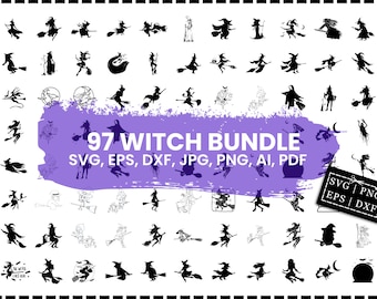 Witch Svg Bundle, Witch Png Bundle, Witch Svg Cut Files for Cricut, Broomstick Svg, Witchcraft Svg, Halloween Svg, Svg Files for Cricut