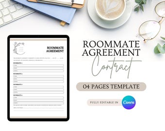 Roommate Agreement Template Editable Shared Housing Contract Co Living Legal Document Printable Form, Roommate Agreement, Shared Housing