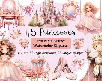 Watercolor Princess Clipart, Royal Clipart, Little Princess Clipart ...